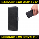 Leather Wallet Book Case Cover with Strap For Samsung Galaxy S6 SM-G9200 Slim Fit and Sophisticated in Look